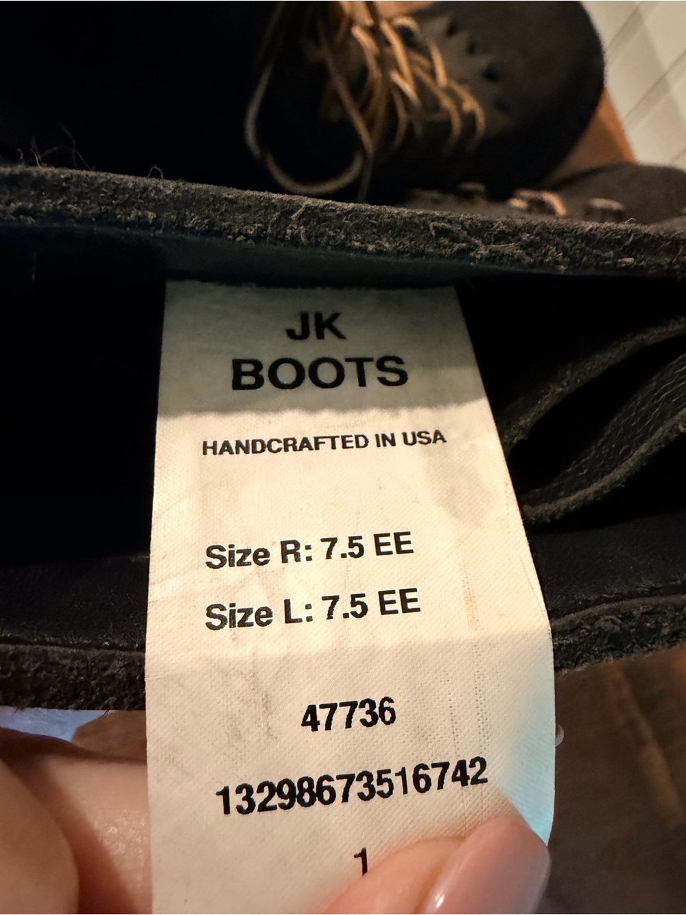 JK Boots – Spokane Builder/Climber Black Leather Boots – Vibram Sole, 7.5 EE - Picture 4 of 7